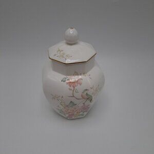 Royal Doulton Mystic Dawn Lidded Jar Floral Bird Vintage Home Decor Collectible